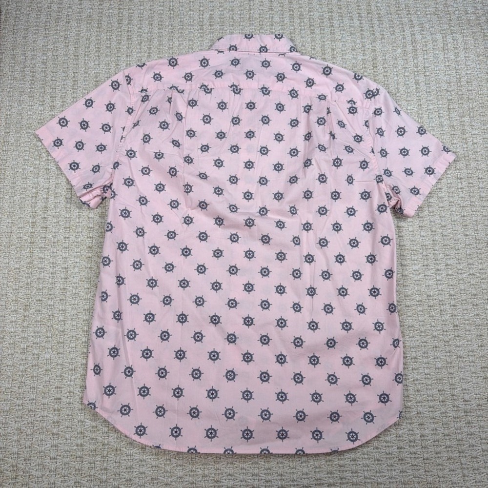 J Crew Flex Washed Mens L Pink Ship Wheel Button Shirt‎ Slim Nautical Preppy - Picture 2 of 9